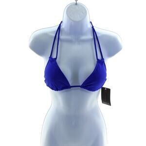 No Boundaries Blue Basic Halter Tie Neck and Back Swim Top Size Small